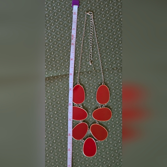 Elegant Red Oval Disks Necklace 9.5" Plus 3" Extender - Picture 5 of 5